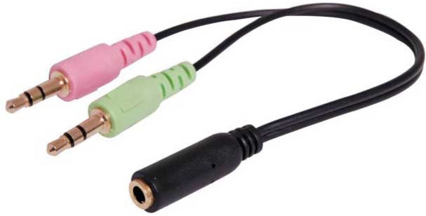 0.15m 3.5mm TRRS Socket to 2 x 3.5mm Stereo Plug Cable