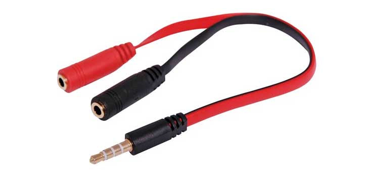 3.5mm TRRS Plug to 2 x 3.5mm Socket Cable 15cm