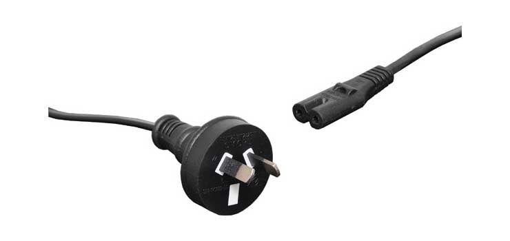 1.8m Figure 8 C7 Appliance 2.5A 2 Pin Black Mains Power Cable