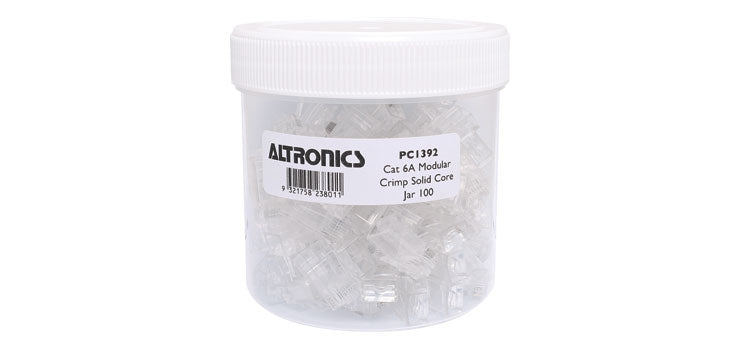 8P8C RJ45 Modular Plug Cat6A Through Hole Jar 100pcs