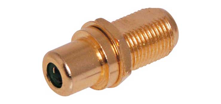 Black RCA to F type Gold Chassis Mount Connector