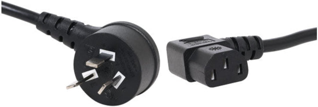2m IEC C13 90 Deg. Left 10A 3 Pin Black Appliance Mains Power Cable