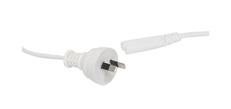 1.8m Figure 8 C7 2.5A 2 Pin White Appliance Mains Power Cable
