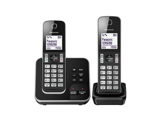 Panasonic Double Handset Cordless Phone Black KXTGD322
