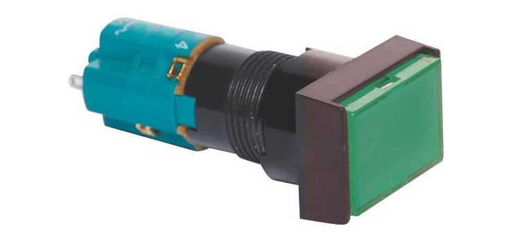 DPST Alt. Green Illuminated Solder Tail Pushbutton Switch