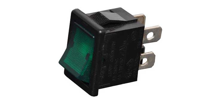 DPST Green Illuminated Mini Rocker Switch