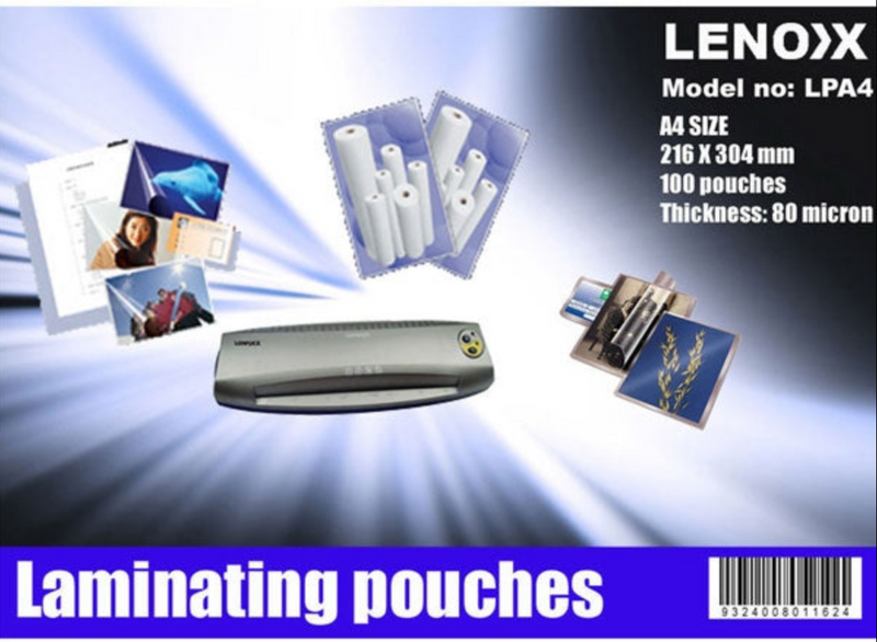 LENOXX 100 A4 Laminator Plastic Pouches LPA4