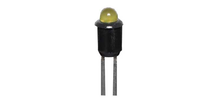 Yellow 25mcd 3mm LED With Bezel