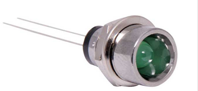 Green 40mcd 3mm LED With Chrome Bezel