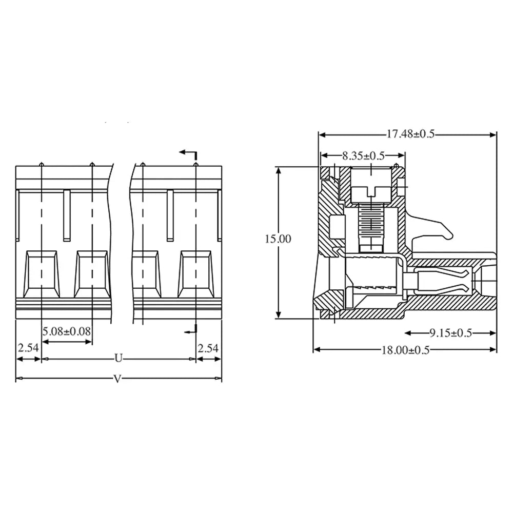 Pluggable Headers 9 Way 5.08mm Pluggable Terminal Plug P2519