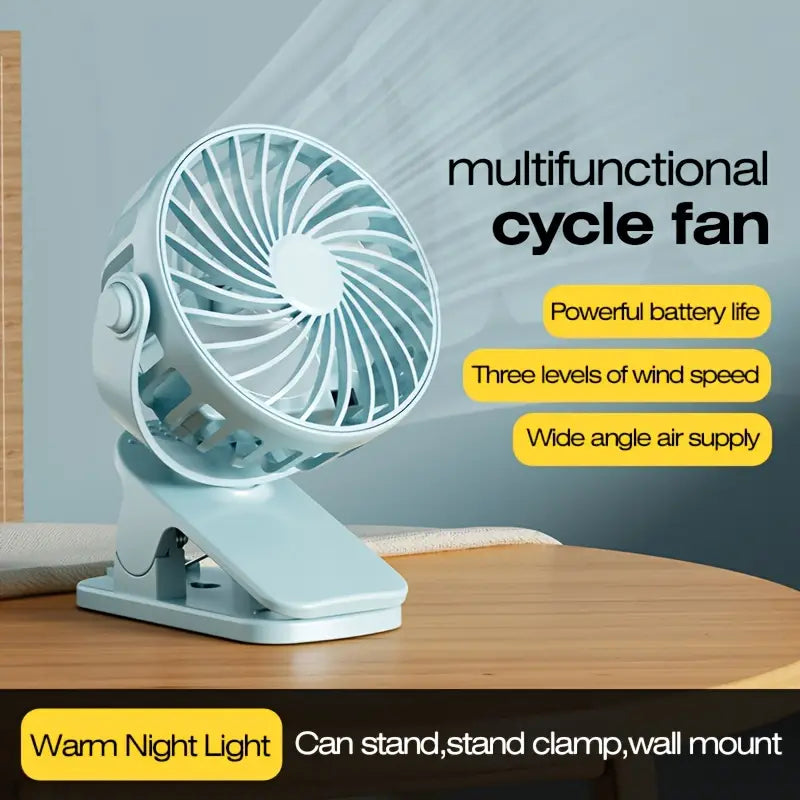Desk Fan USB-C Rechargeable Clamp Blue MT1733244