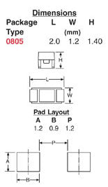 Capacitor SMD Chip 2pF 50V NPO 0805 PK 10 R8527