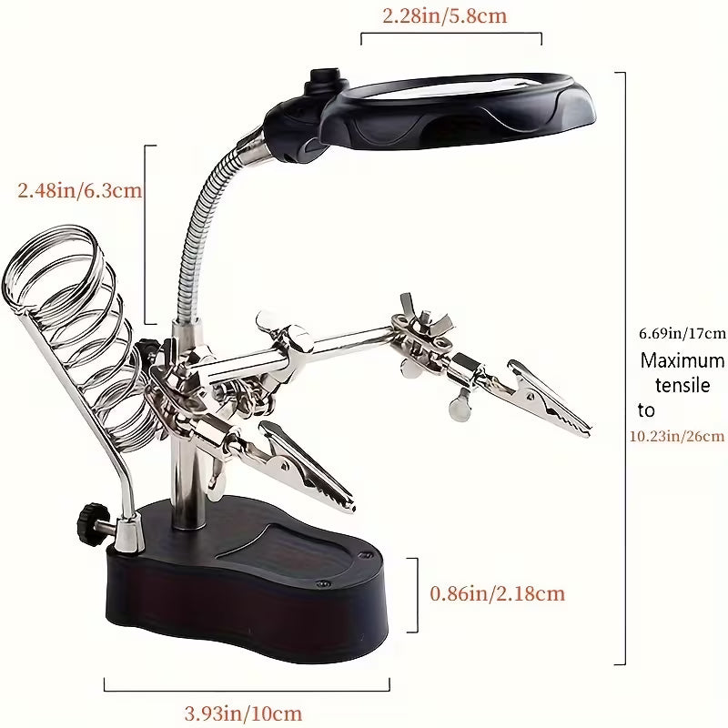 Magnifying Glass & Helping Hands Adjustable Folding Stand BH38996