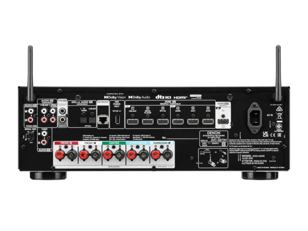 Denon AVC-S670H Cinema Amplifier 5.2 Ch. 75W 8K AV Receiver with HEOS® AVC-S670H