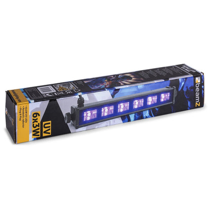 Beamz UV Led Bar 6x3w Mains Power BUV63