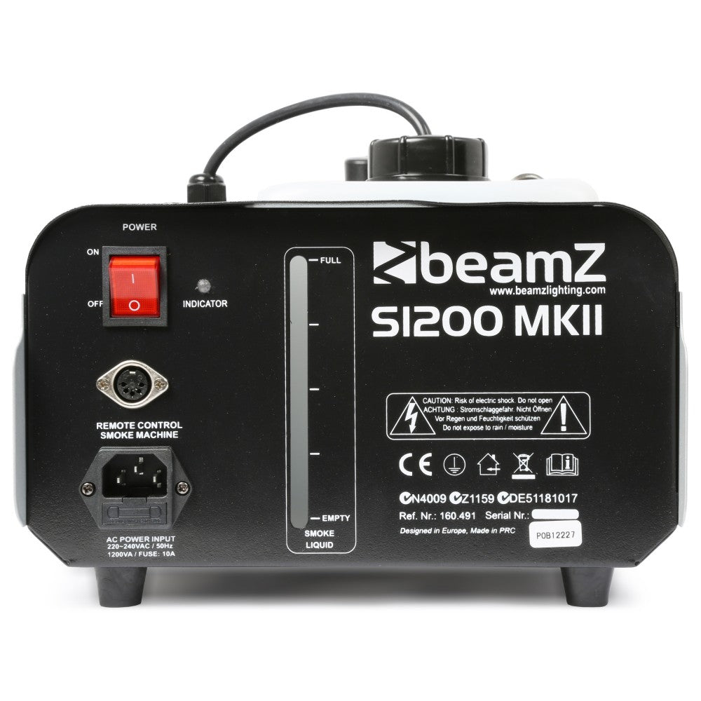 Beamz Fog Machine 1200w Wired Remote 2.5l Tank S1200MKII