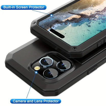 iPhone 16 HD Rugged Case With Built-in Glass Screen Protector, 360 Full Body Dustproof Black CT103026/B16