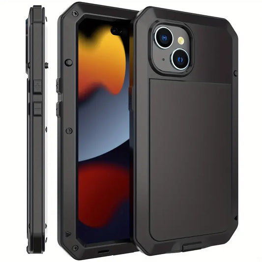iPhone 15 HD Rugged Case With Built-in Glass Screen Protector, 360 Full Body Dustproof Black CT103026/B15