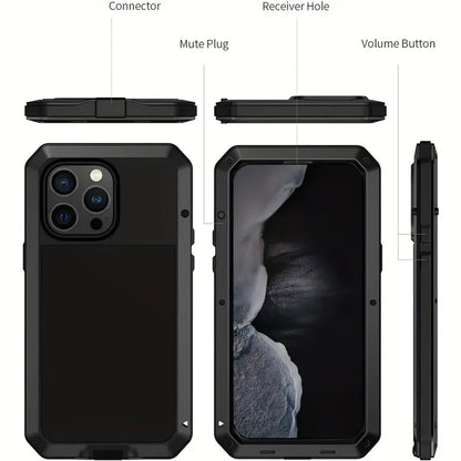 iPhone 16 HD Rugged Case With Built-in Glass Screen Protector, 360 Full Body Dustproof Red CT103026/R16