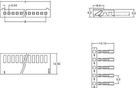 Pluggable Headers 10 Way 2.54mm Crimp Housing P5480