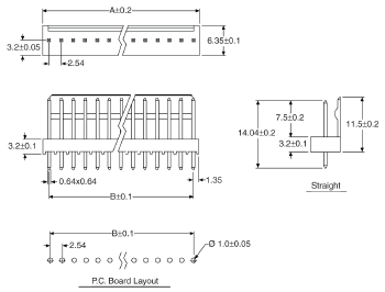 Pluggable Headers 12 Way 2.54mm PCB Mount Pin Header P5502