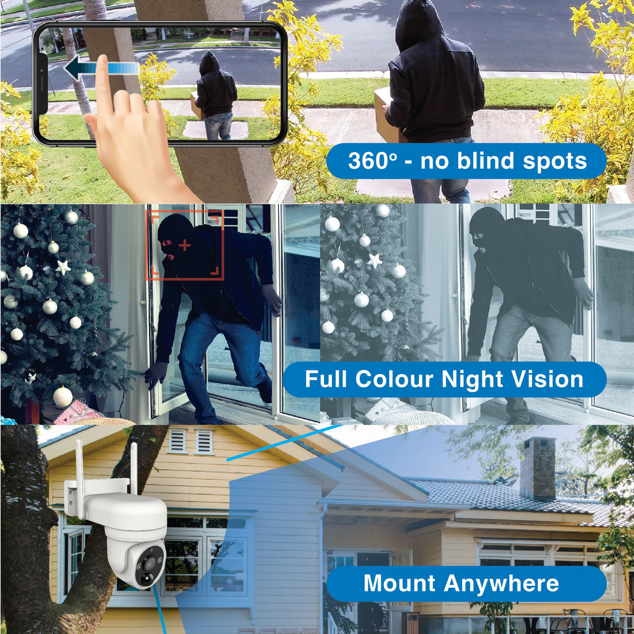 Laser Wifi Security Cam Pan Tilt 1080p Solar LSH-ODPNT-123