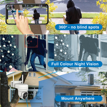 Laser Wifi Security Cam Pan Tilt 1080p Solar LSH-ODPNT-123
