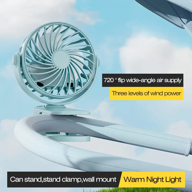 Desk Fan USB-C Rechargeable Clamp Blue MT1733244