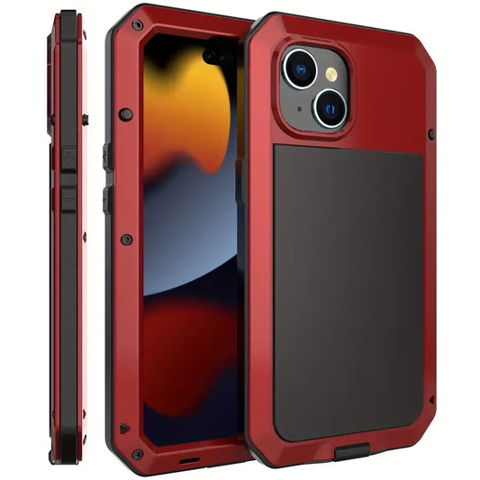 iPhone 16 HD Rugged Case With Built-in Glass Screen Protector, 360 Full Body Dustproof Red CT103026/R16