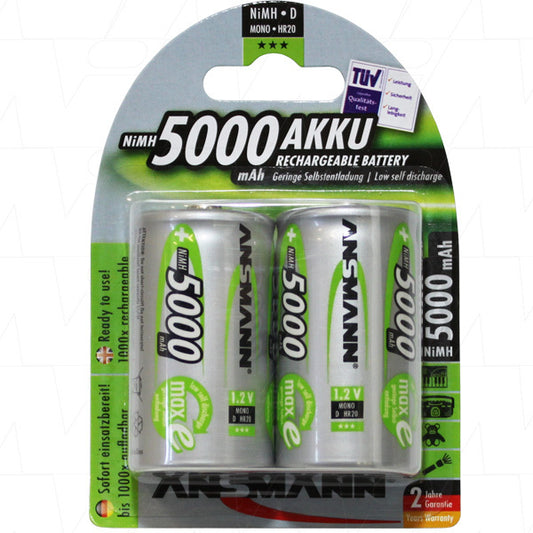 Battery Rechargeable Ansmann D Ni-mh 1.2v 5000mah 2pk 5030922-BP2