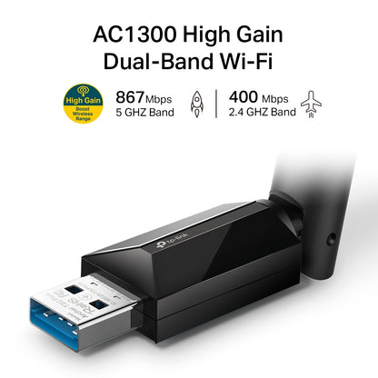 TP-Link Archer T3U Plus AC1300 High Gain Wireless Dual Band USB Adapter NWTL-ARCHERT3UPLUS