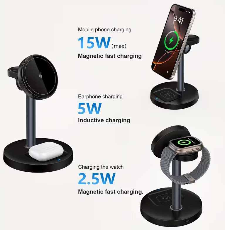 Wireless Charging Stand 15w 3in1 Ph/Watch/Ebuds TRJ897427B