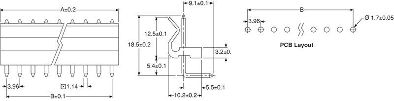 Pluggable Headers 10 Way 3.96mm 90 Deg. Header P5630