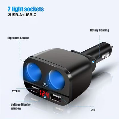 Car Accessory Splitter 2 Sockets Dual QC3.0 & 20w Pd Type C Ports 120w VA1384186