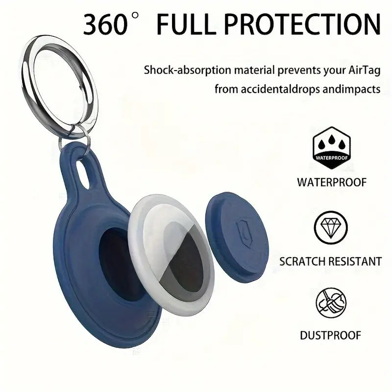 Airtag Case - Enclosed Waterproof Silicone With Keyring White UT57364W