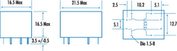 Relay 12V 1A PCB DPDT SY4061