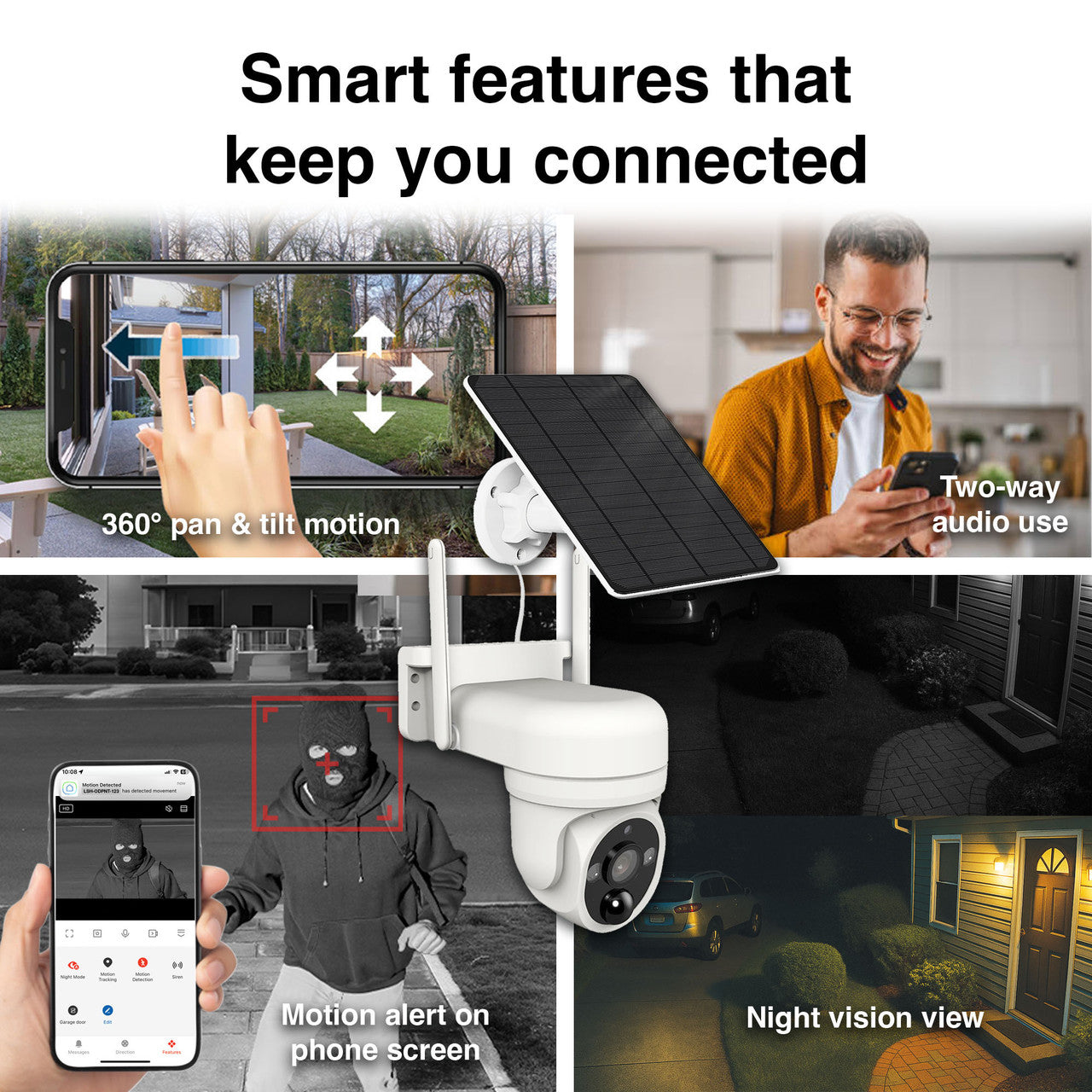 Laser Wifi Security Cam Pan Tilt 1080p Solar LSH-ODPNT-123
