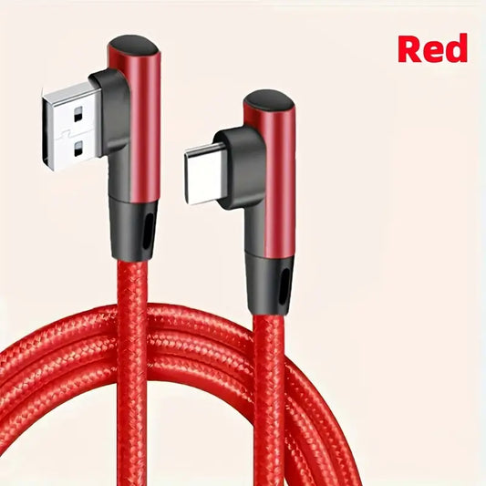 USB-C Right Angle To USB-A Right Angle Braided Cable 60w Fast Charging Red 1m XN1548116/R1