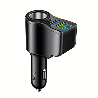 Cig Lighter 4 Port, 2 Usb A, 1 Usb C 1x Car Charger With Volt Meter RF1847120