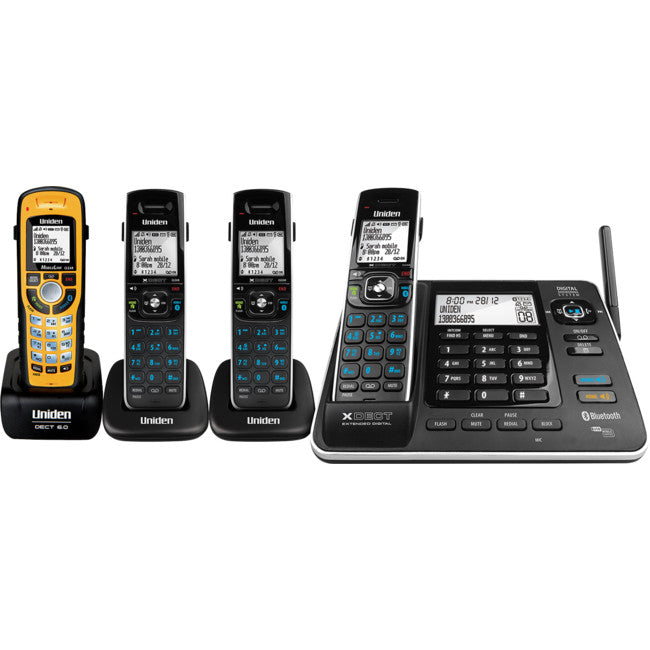 UNIDEN XDECT8355+3WP Long Range 4 Handset Cordless Phone System XDECT8355+3WP