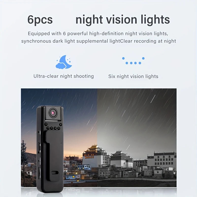 Camera Body-worn 1080p Voice/action, Auto Focus, 180° Rotatable Lens Night Vision DU768574