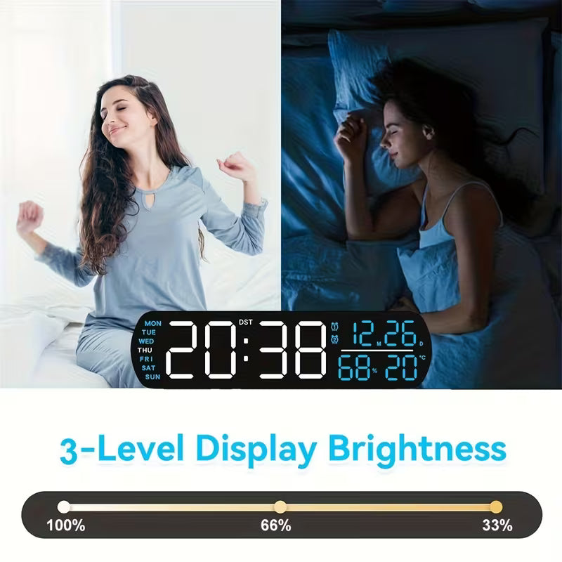 Clock LED 6671 Digital, Dual Alarm Clock, Weather/timer, 12/24hr White+green Digit GK4994436/BLKWG