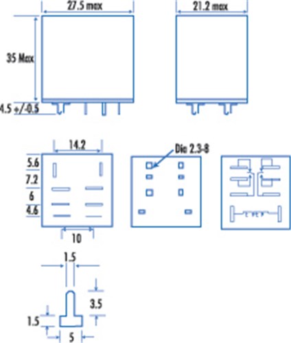 Relay 12VDC DPDT 10A 240VAC/24VDC Contacts SY4008