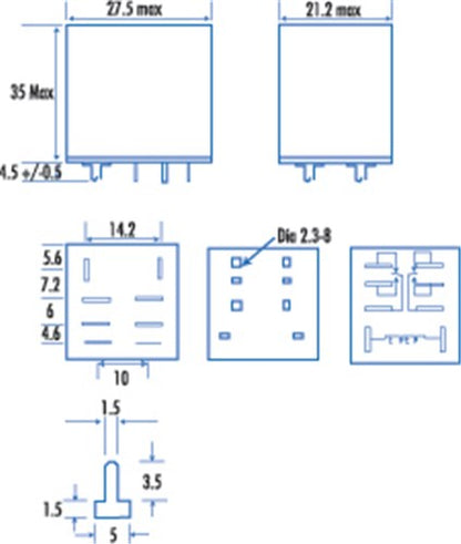 Relay 12VDC DPDT 10A 240VAC/24VDC Contacts SY4008