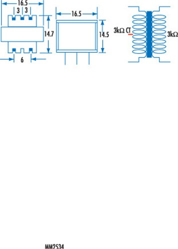 Transformer 3kohm Centre Tap to 3k ohm Coupling MM2534