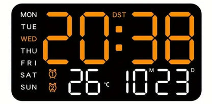 Clock LED Orange Digital, Dual Alarm, Calendar, Weekdays, Temperature, Voc Black KB261317/BO
