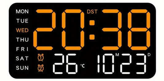 Clock LED Orange Digital, Dual Alarm, Calendar, Weekdays, Temperature, Voc Black KB261317/BO