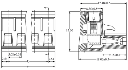 Pluggable Headers 10 Way 5.08mm Pluggable Terminal Plug P2520