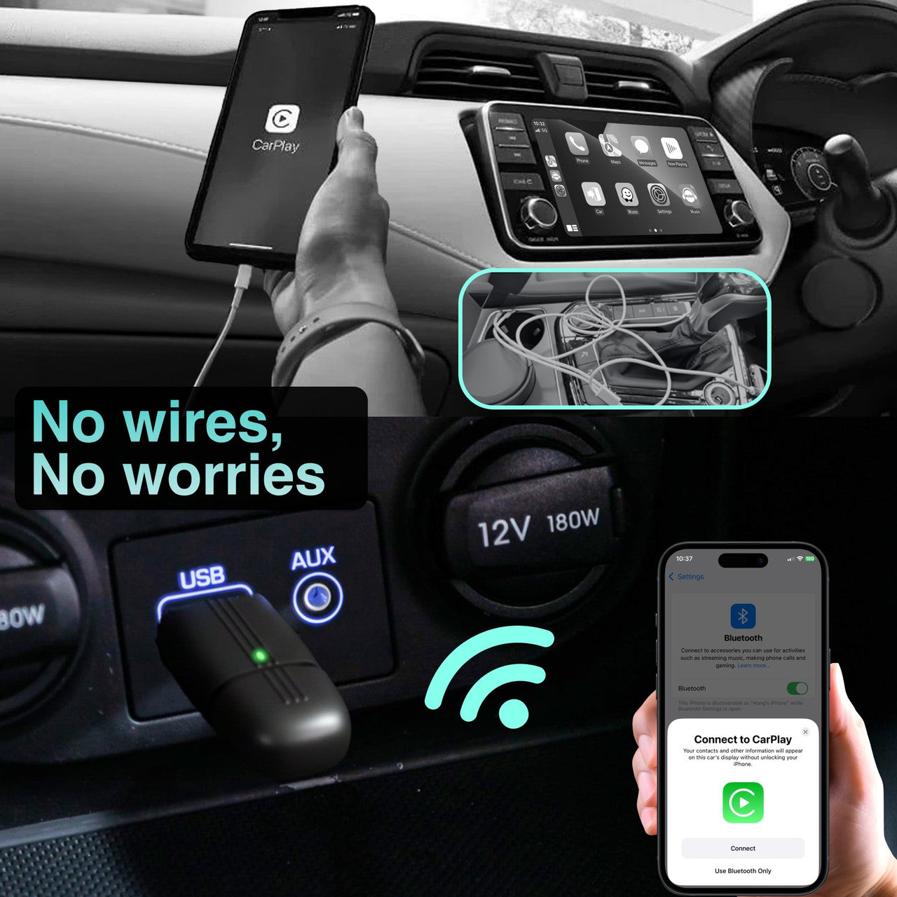 Laser Wireless Carplay Android Dongle USB-A/USB-C NAVC-WD25-649