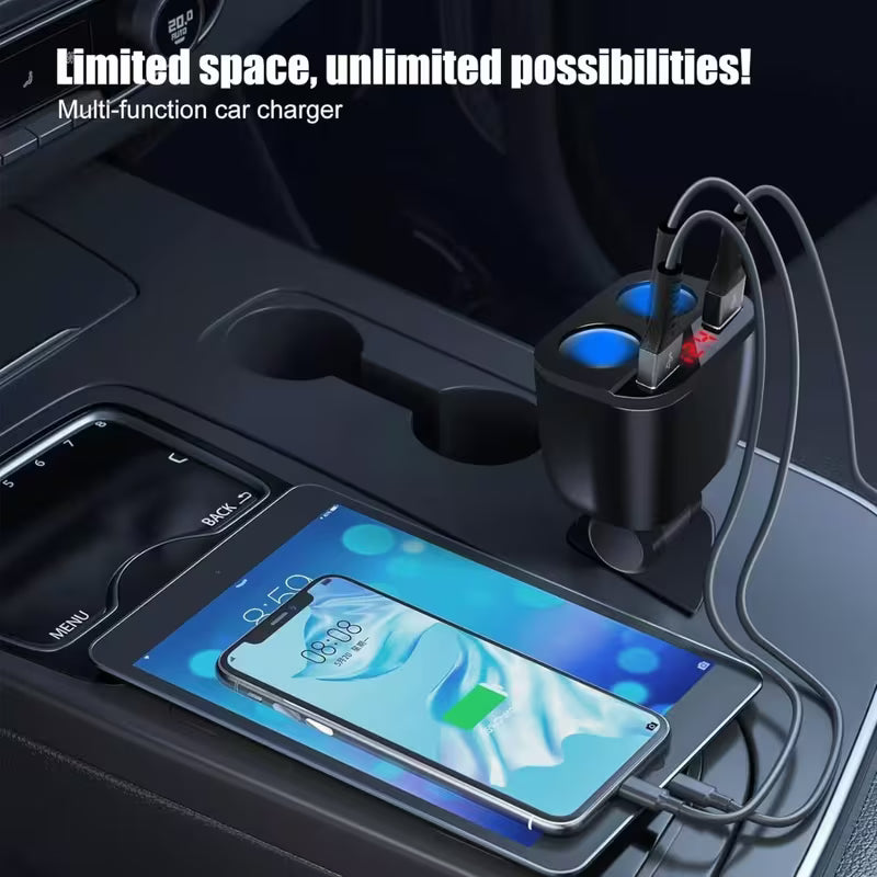 Car Accessory Splitter 2 Sockets Dual QC3.0 & 20w Pd Type C Ports 120w VA1384186